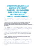 International politics Exam Questions with Correct Solutions&vert;&vert;100&percnt; Guaranteed Pass&vert;&vert;Updated 2026&sol;2027 Syllabus&vert;&vert;Already Graded&vert;&vert;<<Recent Version>>