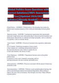 Global Politics Exam Questions with Correct Solutions&vert;&vert;100&percnt; Guaranteed Pass&vert;&vert;Updated 2026&sol;2027 Syllabus&vert;&vert;Already Graded&vert;&vert;<<Recent Version>>