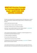 NRNP 6675 Nursing Concepts for Psychiatric Mental Health Exam 1 QUESTIONS AND ANSWER