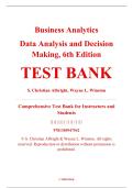 Test Bank &ndash; Business Analytics&colon; Data Analysis and Decision Making&comma; 6th Edition &ndash; S&period; Christian Albright & Wayne L&period; Winston &ndash; ISBN 9781305947542 &lpar;Full Chapters 1&ndash;20 Covered&rpar;