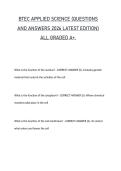 BTEC APPLIED SCIENCE &lpar;QUESTIONS AND ANSWERS 2026 LATEST EDITION&rpar; ALL GRADED