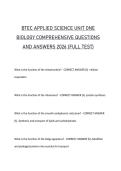 BTEC APPLIED SCIENCE UNIT ONE BIOLOGY COMPREHENSIVE QUESTIONS AND ANSWERS 2026