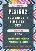 PLS1502 Assignment 1 Semester 1 2026 Memo &vert; Due Date March 2026