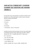 SANS MGT514 CYBERSECURITY LEADERSHIP EXAMPREP 2026 QUESTIONS AND ANSWERS GRADED A&plus;