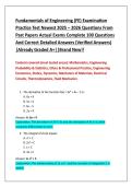 Fundamentals of Engineering &lpar;FE&rpar; Examination  Practice Test Newest 2025 &ndash; 2026 Questions From  Past Papers Actual Exams Complete 100 Questions  And Correct Detailed Answers &lpar;Verified Answers&rpar;  &vert;Already Graded A&plus;&vert;&vert;Brand New&excl;&excl;