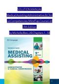 TEST BANK Medical Assisting Administrative & Clinical Competencies &lpar;MindTap Course List&rpar; 9th Edition by Michelle Blesi&comma; All Chapters 1- 58 fully covered ISBN&colon; 9780357502815