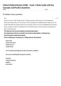 Clinical Medical Review &lpar;CMR&rpar; &ndash; Exam 1 Study Guide with Key Concepts and Practice Questions