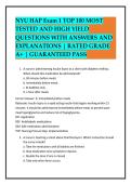 NYU HAP Exam 1 TOP 100 MOST  TESTED AND HIGH YIELD  QUESTIONS WITH ANSWERS AND  EXPLANATIONS &vert; RATED GRADE  A&plus; &vert; GUARANTEED PASS