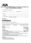AQA A-LEVEL ECONOMICS Paper 3 Economic Principles and Issues 2025 VERIFIED QP AND MS