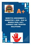 MNM3702 Assignment 1 Semester 1 2026 - Due 28 March 2026&semi; 100&percnt; CORRECT AND TRUSTED SOLUTIONS