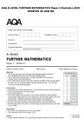 AQA A-LEVEL FURTHER MATHEMATICS Paper 3 Statistics 2025 VERIFIED QP AND MS