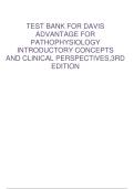 TEST BANK FOR DAVIS  ADVANTAGE FOR  PATHOPHYSIOLOGY  INTRODUCTORY CONCEPTS  AND CLINICAL PERSPECTIVES&comma;3RD  EDITION