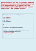 Nursing Fundamentals Final Exam 2025 Test Bank Questions  & Answers &vert;&vert; Most Recent Exam Actual Complete Real  Exam Questions And Correct Answers &lpar;Verified  Answers&rpar; Already Graded A&plus; &vert; Guaranteed Success&excl;&excl;  Newest Exam &vert; Just Released 2026-2027