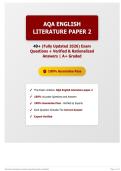 AQA English Literature paper 2 40&plus; &lpar;Fully Updated 2026&rpar; Exam Questions &plus; Verified & Rationalized Answers   A&plus; Graded