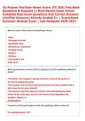 Tax Preparer Final Exam Review Exam &lpar;ITC 2025&rpar; Test Bank  Questions & Answers &vert;&vert; Most Recent Exam Actual  Complete Real Exam Questions And Correct Answers  &lpar;Verified Answers&rpar; Already Graded A&plus; &vert; Guaranteed  Success&excl;&excl; Newest Exam &vert; Just Released 2026-2027