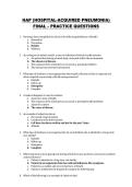 HAP &lpar;HOSPITAL-ACQUIRED PNEUMONIA&rpar; FINAL &ndash; PRACTICE QUESTIONS