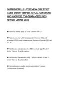 SARAH MICHELLE LIVE REVIEW QUIZ STUDY GUIDE EXPERT VERIFIED ACTUAL QUESTIONS AND ANSWERS FOR GUARANTEED PASS NEWEST UPDATE 2026