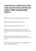 SARAH MICHELLE LIVE REVIEW STUDY GUIDE LATEST 2026 WITH ACTUAL QUESTIONS AND CORRECT VERIFIED ANSWERS ALREADY GRADED A&plus;