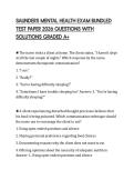 SAUNDERS MENTAL HEALTH EXAM BUNDLED TEST PAPER 2026 QUESTIONS WITH SOLUTIONS GRADED A&plus;
