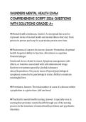 SAUNDERS MENTAL HEALTH EXAM COMPREHENSIVE SCRIPT 2026 QUESTIONS WITH SOLUTIONS GRADED A&plus;