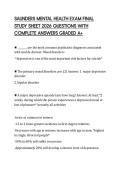 SAUNDERS MENTAL HEALTH EXAM FINAL STUDY SHEET 2026 QUESTIONS WITH COMPLETE ANSWERS GRADED A&plus;