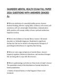 SAUNDERS MENTAL HEALTH EXAM FULL PAPER 2026 QUESTIONS WITH ANSWERS GRADED A&plus;