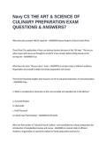 Navy CS THE ART & SCIENCE OF CULINARY PREPARATION EXAM QUESTIONS & ANSWERS