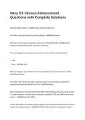 Navy CS Various Advancement Questions with Complete Solutions