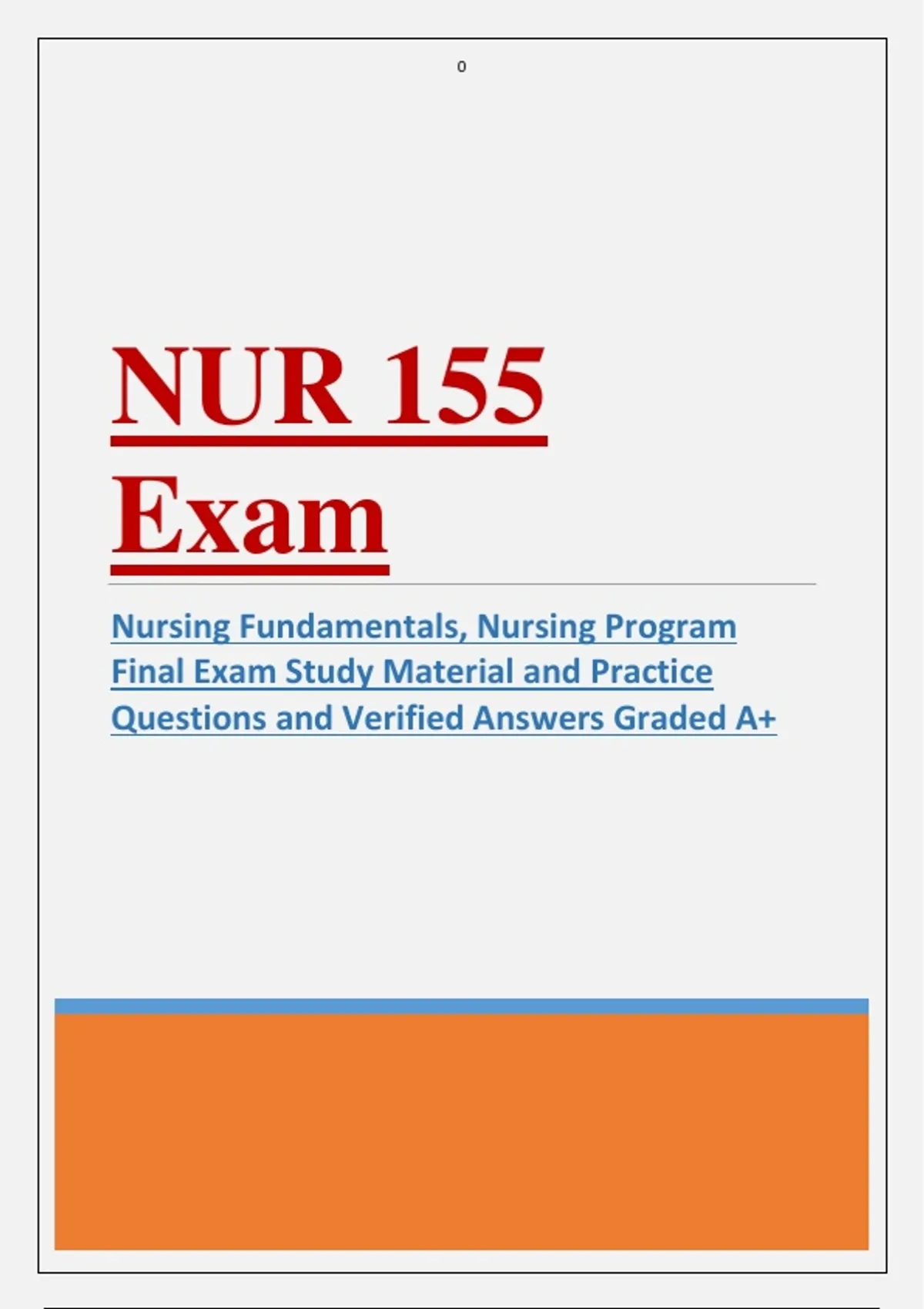 Nur 155 Rbe NUR 155 – Nursing Fundamentals, Nursing Program, Final Exam Study ...