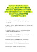 Delaware Health Insurance  Licensing EXAM STUDY GUIDE  2026&sol;2027 COMPLETE QUESTIONS  WITH VERIFIED CORRECT ANSWERS &vert;&vert;  100&percnt; GUARANTEED PASS  <NEWEST VERSION> 