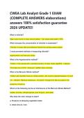 CWEA Lab Analyst Grade 1 EXAM  &lpar;COMPLETE ANSWERS elaborations&rpar;  answers 100&percnt; satisfaction guarantee  2026 UPDATE&excl;&excl; 