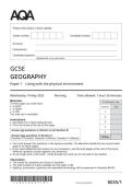 AQA GCSE  Geography paper 1 2025 
