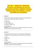 EXAM 3 &ndash; BIOS 252 &sol; BIOS252&colon;  ANATOMY AND PHYSIOLOGY II EXAM  QUESTIONS AND 100&percnt; VERIFIED ANSWERS  WITH RATIONALES GRADED A&plus; LATEST  CHAMBERLAIN UNIVERSITY