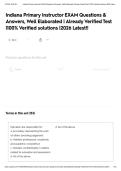 Indiana Primary Instructor EXAM Questions & Answers&comma; Well Elaborated &vert; Already Verified Test &vert;100&percnt; Verified solutions &vert;2026 Latest&excl;&excl;