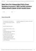 State Farm Fire Independent Policy Exam Questions & Answers &vert; 100&percnt; Verified solutions &lpar;2026&rpar; UPDATE &vert;2026&excl;&excl; STUDY GUIDE EXAM