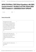 NFHS FOOTBALL TEST EXAM Questions with 100&percnt; Correct Answers &vert; Verified &vert;&vert; ACTUAL EXAM 2026 TEST&excl;&excl; Graded A&plus; &vert; 2025&vert;2026 EXAM UPDATE