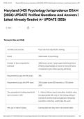 Maryland &lpar;MD&rpar; Psychology Jurisprudence EXAM &lpar;2026&rpar; UPDATE Verified Questions And Answers &vert; Latest Already Graded A&plus; UPDATE &vert;2026