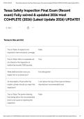 Texas Safety Inspection Final Exam &lpar;Recent exam&rpar; Fully solved & updated 2026 Most COMPLETE &lpar;2026&rpar; &lpar;Latest Update 2026&rpar; UPDATE&excl;&excl;