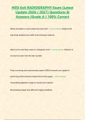 HESI Exit RADIOGRAPHY Exam &lpar;Latest Update 2026 2027&rpar; Questions & Answers -Grade A - 100- Correct
