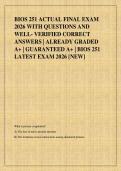 BIOS 251 ACTUAL FINAL EXAM 2026 WITH QUESTIONS AND WELL VERIFIED CORRECT ANSWERS &vert;ALREADY GRADED  A&plus;&vert;GUARANTEED A&plus;&vert;BIOS251  LATEST EXAM 2026&lbrack;NEW&rsqb;