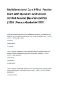 Multidimensional Care 2-Final  Practice  Exam With Questions And Correct  Verified Answers &vert;Guaranteed Pass  &vert;2026 &vert;Already Graded A&plus;&excl;&excl;&excl;&excl;&excl;&excl;&excl;&excl;