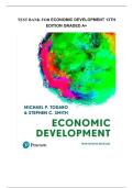 Test bank for Economic Development 13th Edition with test questions and answers graded A&plus;