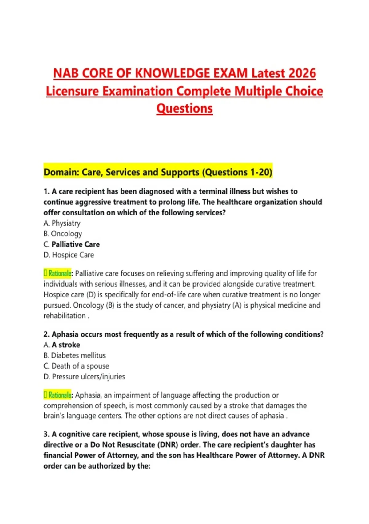 NAB CORE OF KNOWLEDGE EXAM Latest 2026 Licensure Examination Complete ...