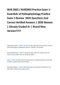 NUR 2063 &sol; NUR2063 Practice Exam 1&colon;  Essentials of Pathophysiology Practice  Exam 1 Review  With Questions And  Correct Verified Answers &vert; 2026 Newest  &vert; Already Graded A&plus; &vert; Brand New  Version&excl;&excl;&excl;&excl;&excl;&excl;