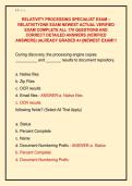 RELATIVITY PROCESSING SPECIALIST EXAM &ndash;  RELATIVITYONE EXAM NEWEST ACTUAL VERIFIED  EXAM COMPLETE ALL 170 QUESTIONS AND  CORRECT DETAILED ANSWERS &lpar;VERIFIED  ANSWERS&rpar; &vert;ALREADY GRADED A&plus;&vert;&vert;NEWEST EXAM&excl;&excl;&excl; 