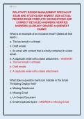 RELATIVITY REVIEW MANAGEMENT SPECIALIST  EXAM AND STUDYGUIDE NEWEST 2026 ACTUAL  VERIFIED EXAM COMPLETE 350 QUESTIONS AND  CORRECT DETAILED ANSWERS &lpar;VERIFIED  ANSWERS&rpar; &vert;ALREADY GRADED A&plus;&vert;&vert;NEWEST  EXAM&excl;&excl;&excl;