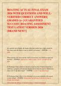 BOATING ACTUAL FINAL EXAM  2026 WITH QUESTIONS AND WELL  VERIFIED CORRECT ANSWERS&vert;GRADED A&plus;&vert;GUARANTEED SUCCESS&vert;BOATING ASSESSMENT  TEST LATEST VERSION 2026  &lbrack;BRAND NEW&excl;&excl;&rsqb;