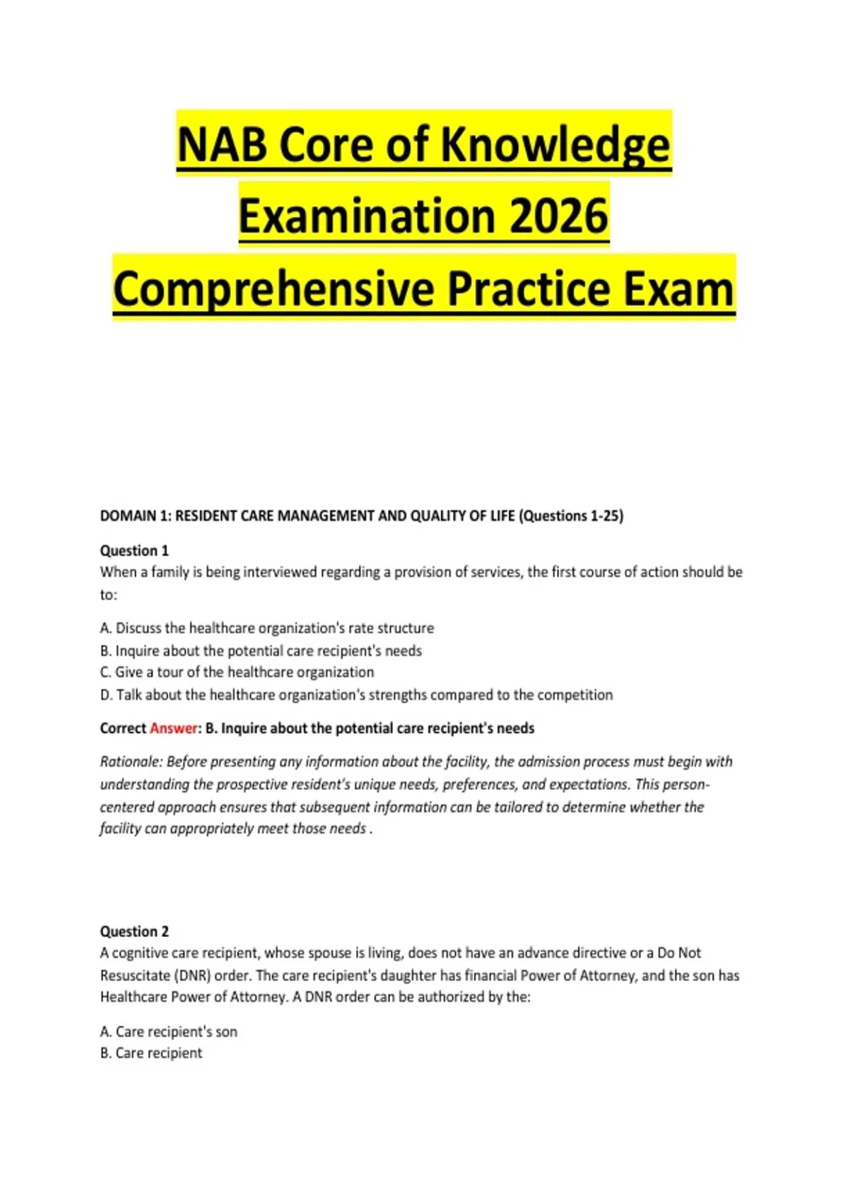 NAB Core of Knowledge Examination 2026 Comprehensive Practice Exam ...
