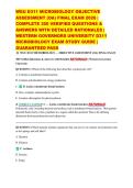 WGU D311 MICROBIOLOGY OBJECTIVE ASSESSMENT &lpar;OA&rpar; FINAL EXAM 2025&sol;2026 &vert; COMPLETE 260 VERIFIED QUESTIONS & ANSWERS WITH DETAILED RATIONALES &vert; WESTERN GOVERNORS UNIVERSITY D311 MICROBIOLOGY EXAM STUDY GUIDE &vert; GUARANTEED PASS