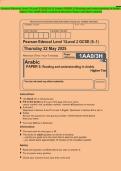 Pearson Edexcel Level 1&sol;Level 2 GCSE &lpar;9&ndash;1&rpar; Arabic PAPER 3&colon; Reading and understanding in Arabic Higher Tier JUNE 2025 combined Question Paper and Mark scheme